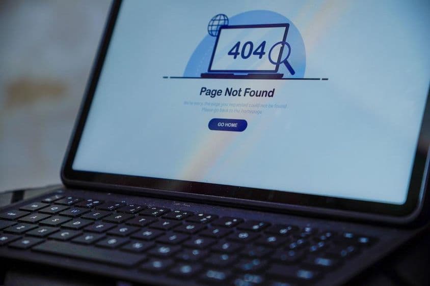 A notebook képernyőjén a 404-es üzenet oldal nem található.