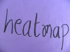 Lila papírra kézzel írt hőtérkép szövege.