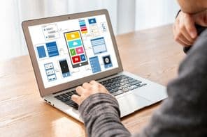 UX UI tervezési folyamat divatos mobilalkalmazáshoz és weboldalhoz.