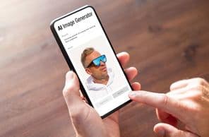 Egy férfi mesterséges intelligencia (MI) szoftvert használ mobiltelefonján.